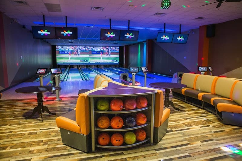 Interior view of Rebound Trampoline Park & Event Zona Bowl - Tupelo bowling alley