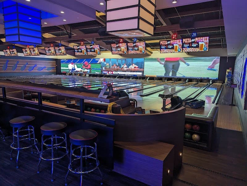 Interior view of Revel and Roll bowling alley
