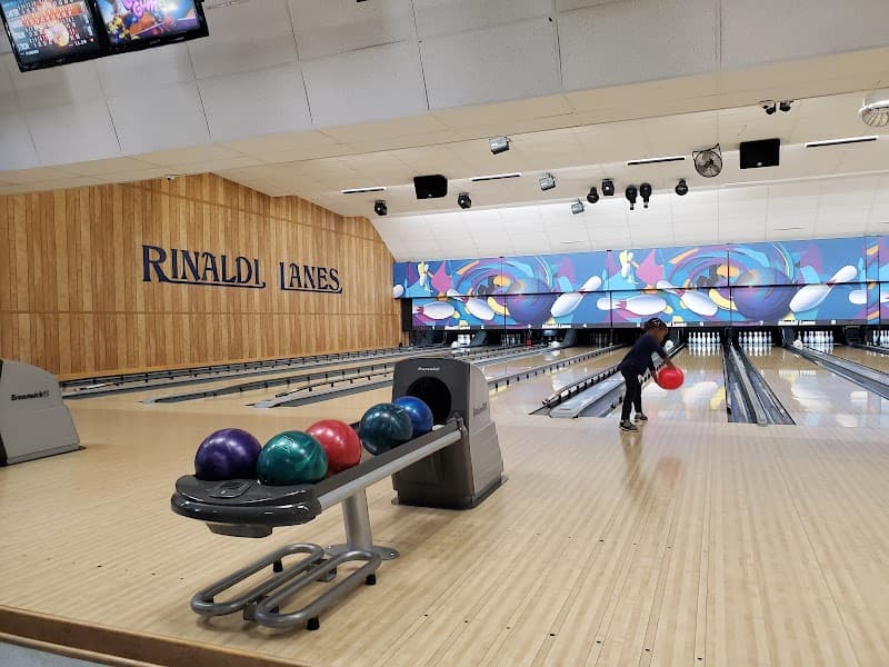 Interior view of Rinaldi's Riverdale Bowl bowling alley