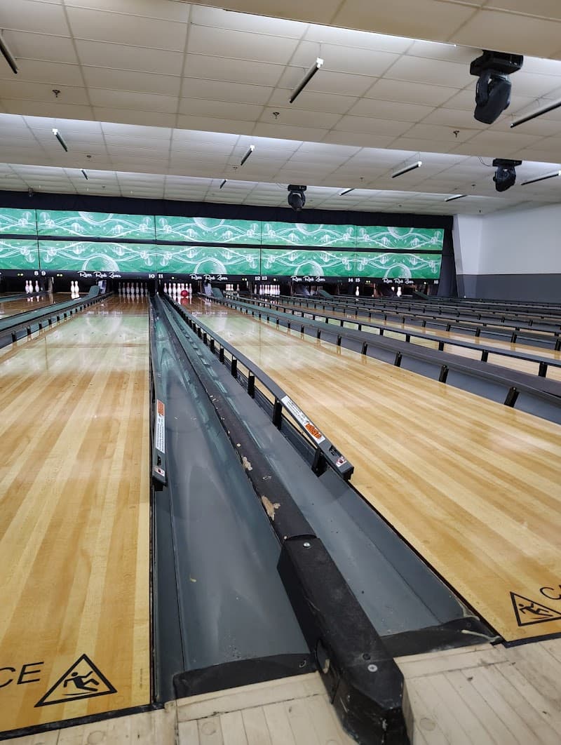 Interior view of River Rock Lanes and Banquet Center bowling alley