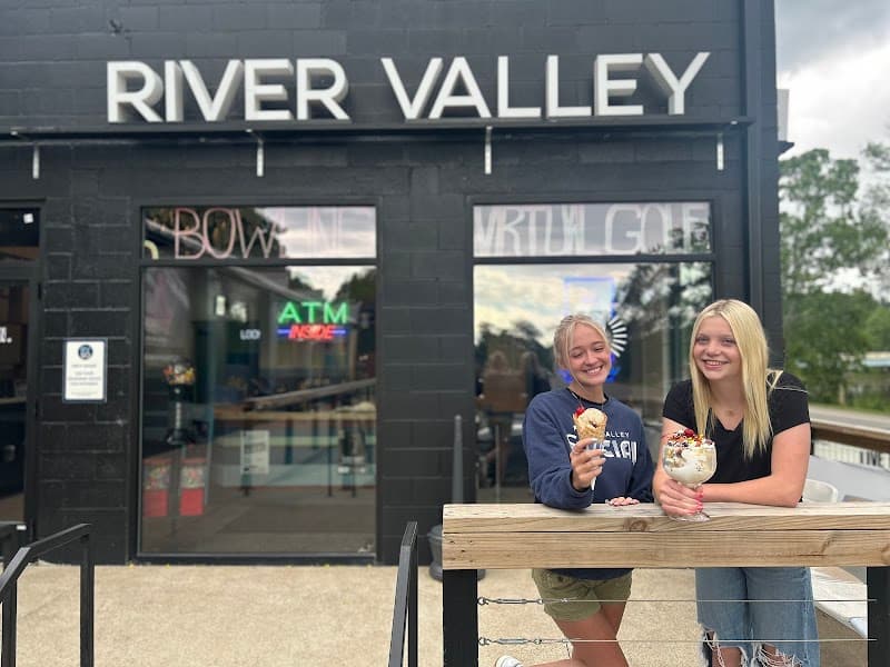 Interior view of River Valley Social bowling alley
