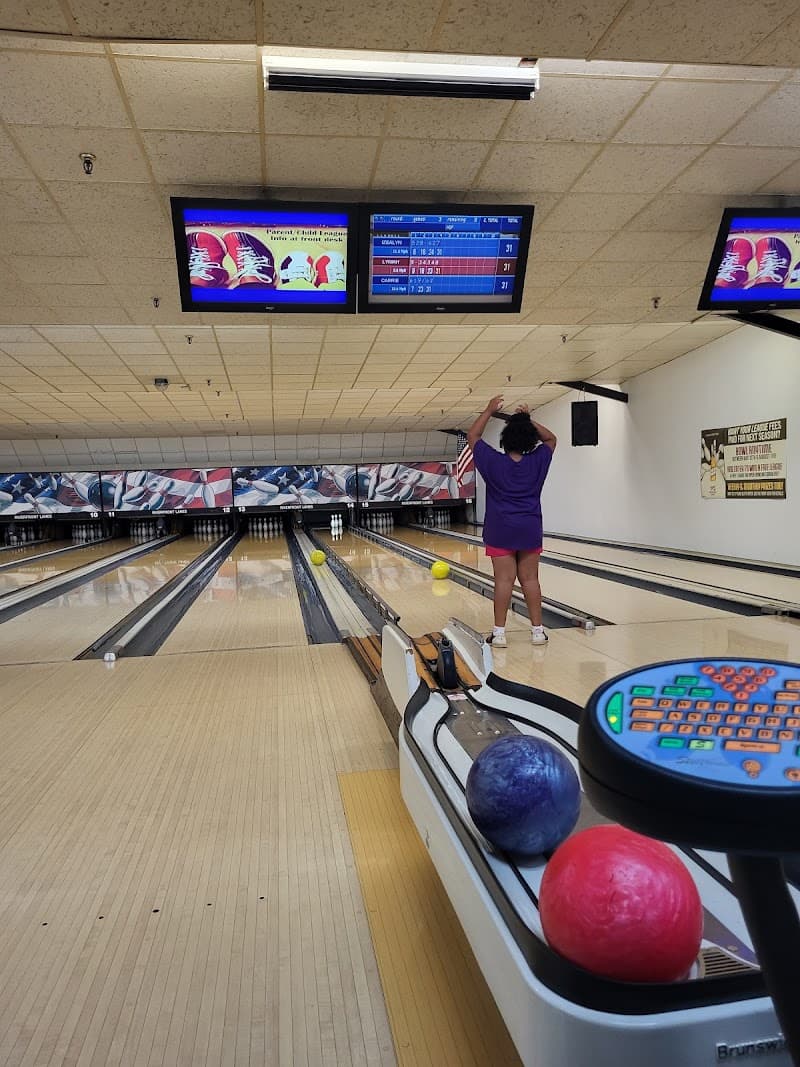 Interior view of Riverfront Lanes bowling alley