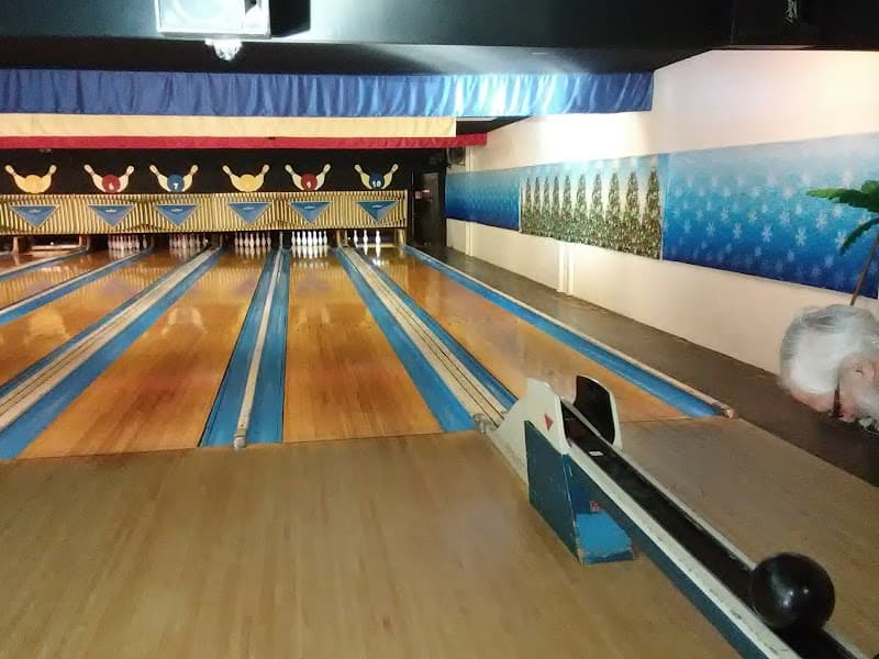 Interior view of Riverside Lanes bowling alley