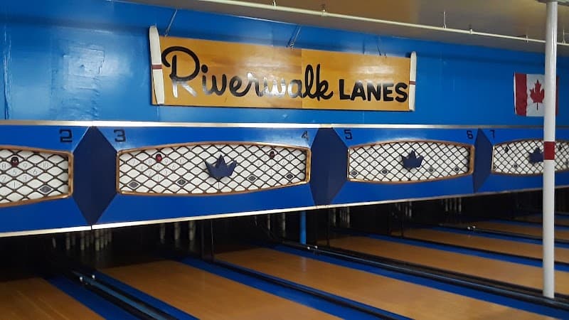 Interior view of Riverwalk Lanes bowling alley
