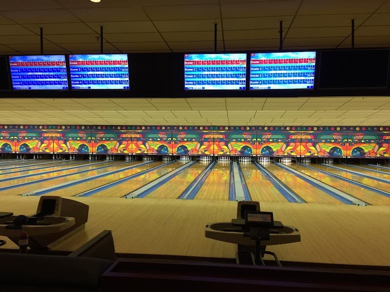 Interior view of Riviera Lanes bowling alley