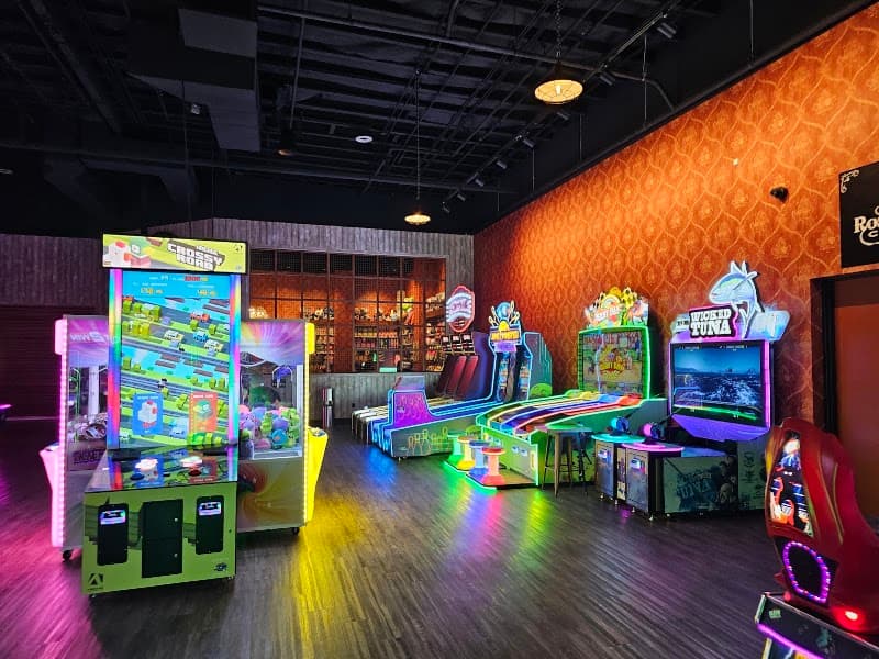 Interior view of Roadies | Lanes + Games + Gastropub bowling alley
