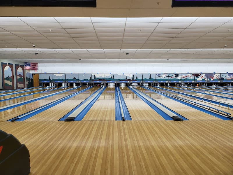 Interior view of Rogers Bowling Center bowling alley