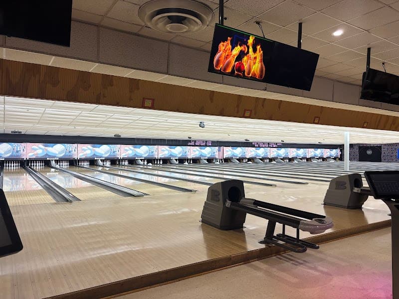 Interior view of Rolling Lanes bowling alley