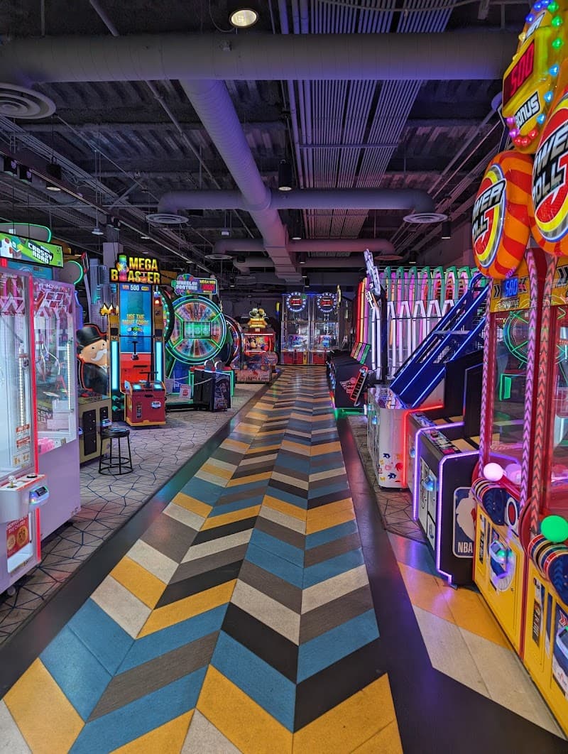 Interior view of Round1 Bowling & Arcade Burbank Town Center bowling alley