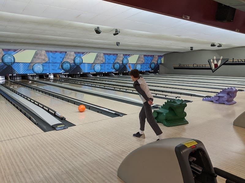 Interior view of Royal Crest Lanes bowling alley