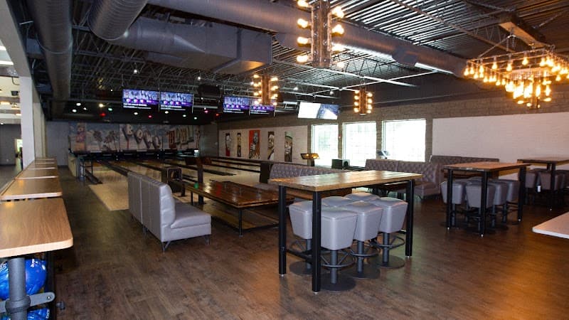 Interior view of Royal Lanes Social bowling alley