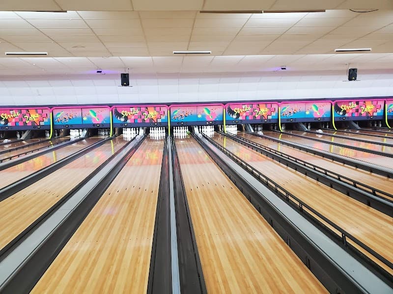 Interior view of Sabre Lanes bowling alley
