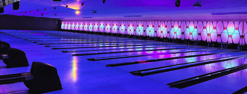 Interior view of Saddleback Lanes bowling alley