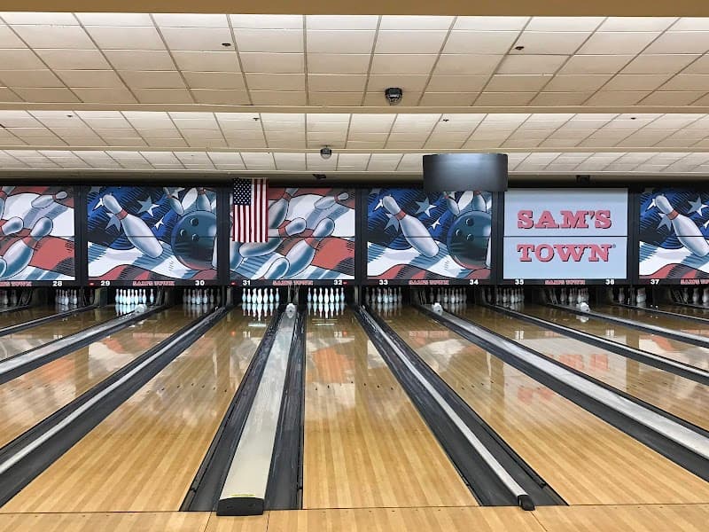 Interior view of Sam's Town Bowling Center bowling alley