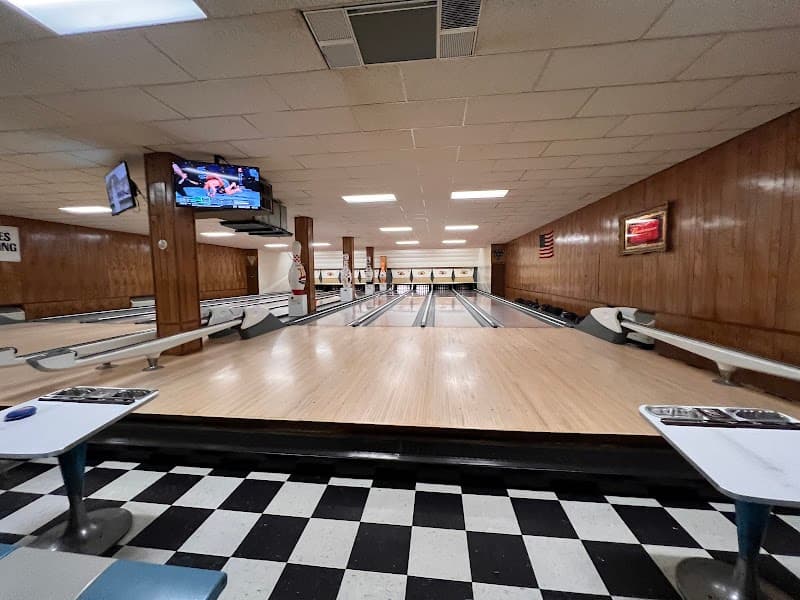 Interior view of Saratoga Lanes bowling alley