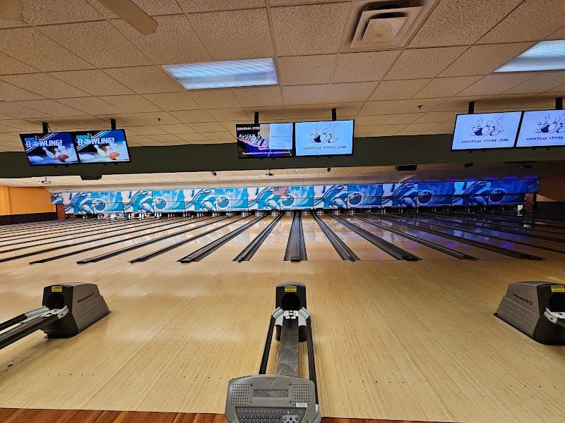 Interior view of Saratoga Strike Zone bowling alley