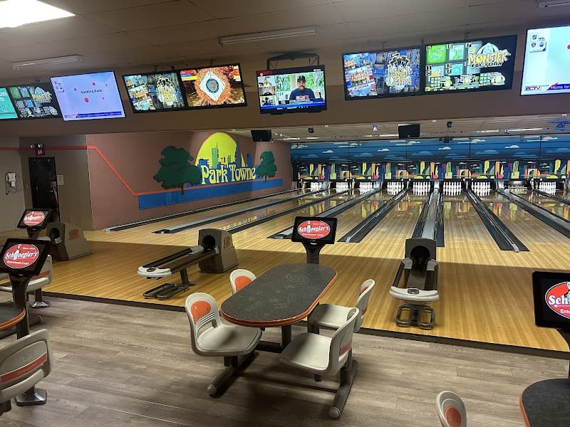 Interior view of Schwoegler Park Towne Lanes bowling alley
