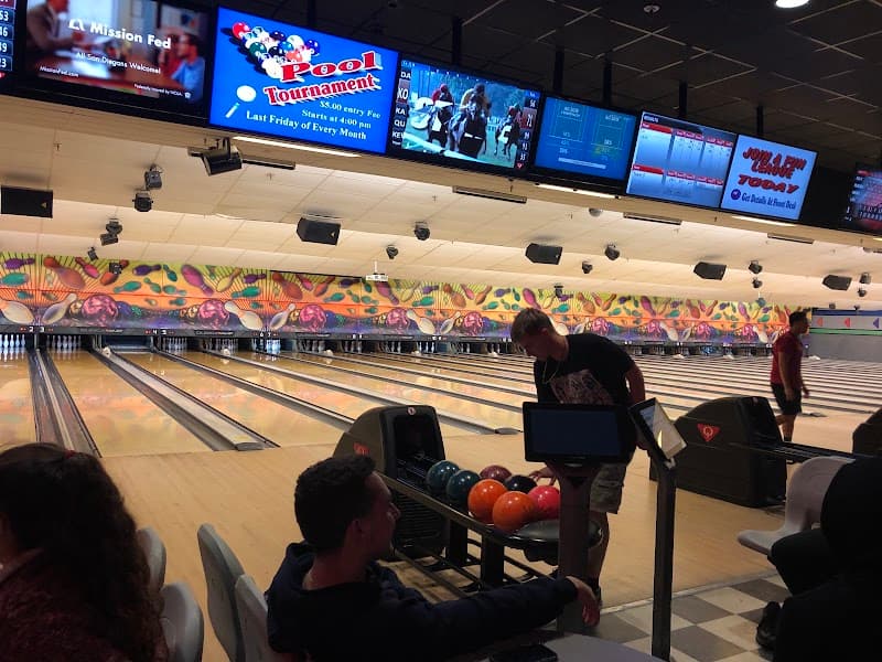 Interior view of Sea 'N Air Lanes bowling alley
