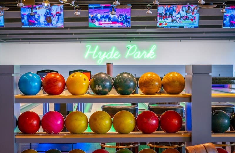 Interior view of Seven Ten Social bowling alley