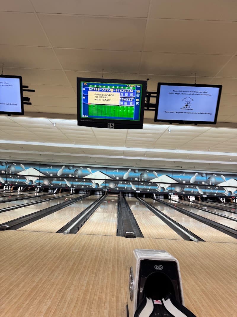 Interior view of Shamrock Bowling Center bowling alley