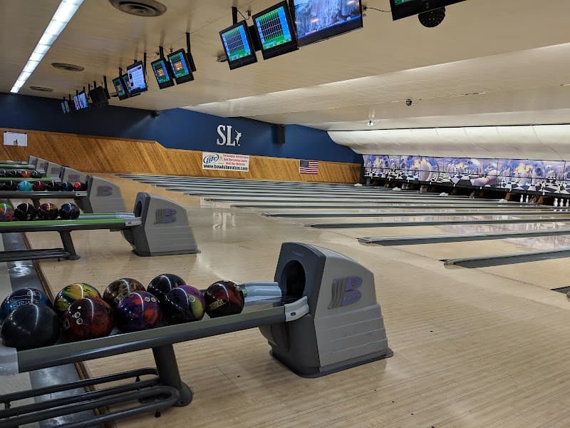 Interior view of Sheridan Lanes bowling alley