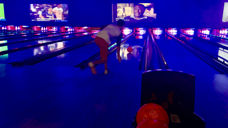 Interior view of Shindig Family Entertainment Center bowling alley