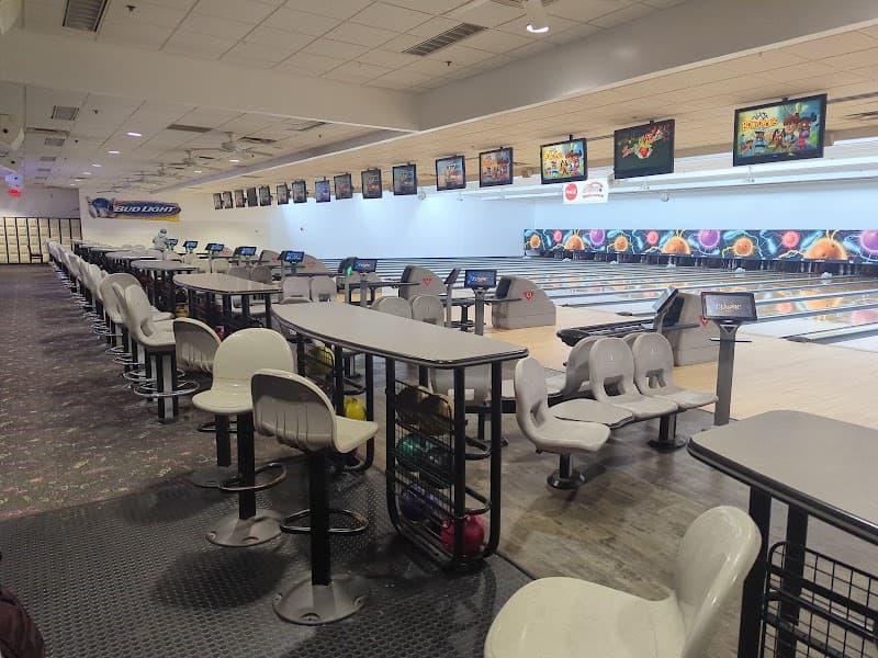 Interior view of Showplace Entertainment Center bowling alley