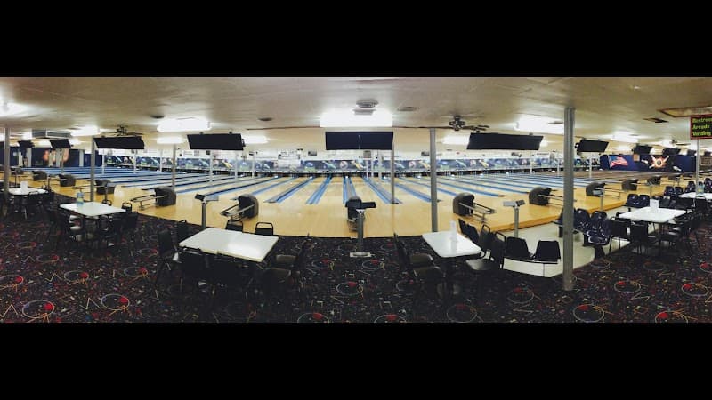 Interior view of Sims Bowling Lanes bowling alley