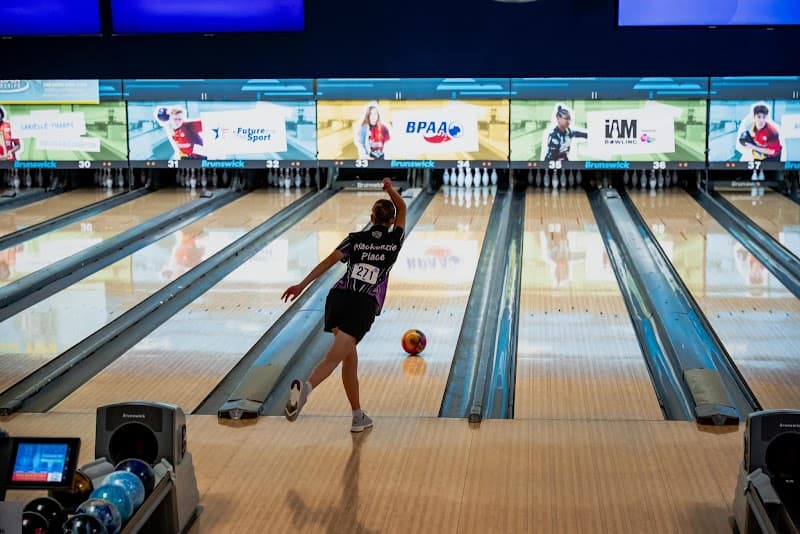 Interior view of Skore Lanes bowling alley