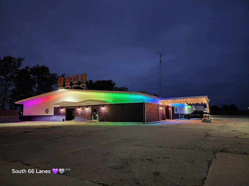 Interior view of South 66 Lanes bowling alley