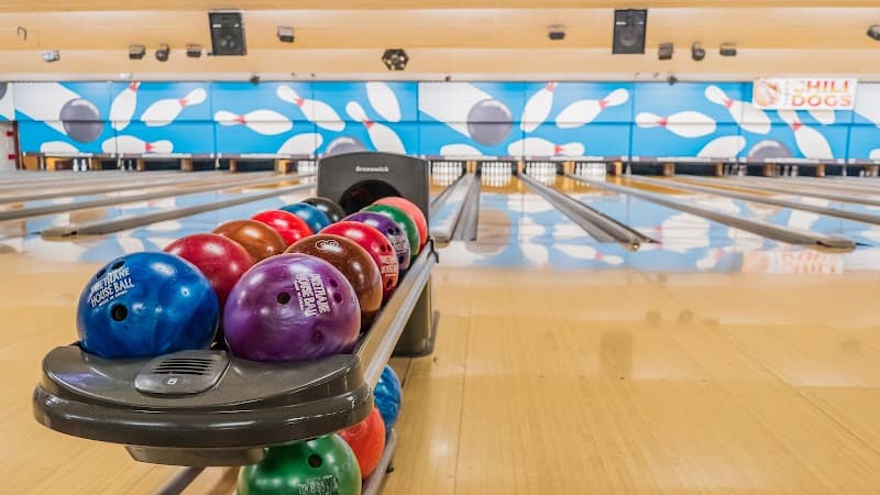 Interior view of Southland Lanes bowling alley