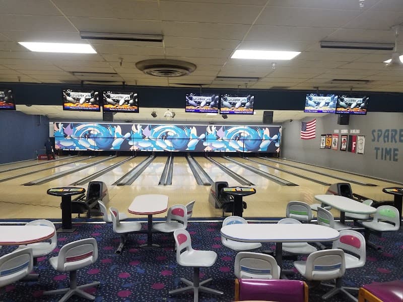 Interior view of Spare Time Recreation bowling alley