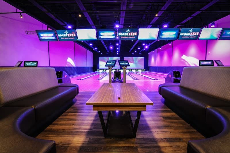 Interior view of Spare Time Windsor Locks bowling alley