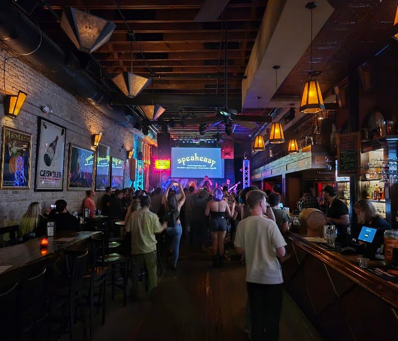 Interior view of Speakeasy bowling alley