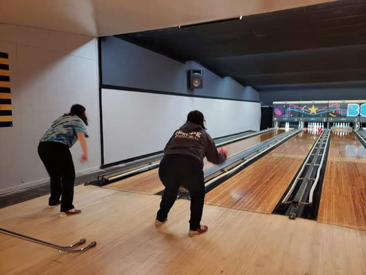 Interior view of Spencerport Bowl bowling alley