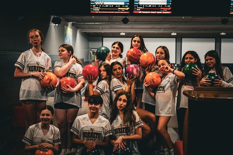 Interior view of Spins Bowl Carmel bowling alley