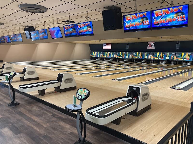 Interior view of Star Lanes at the Harbor bowling alley