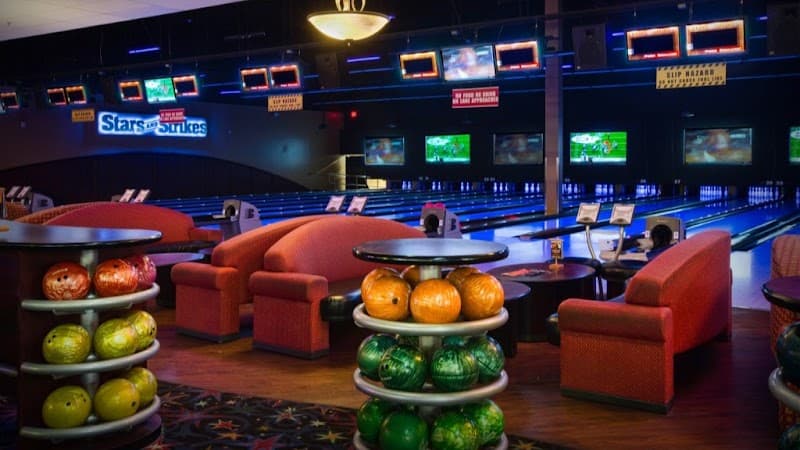 Interior view of Stars and Strikes bowling alley