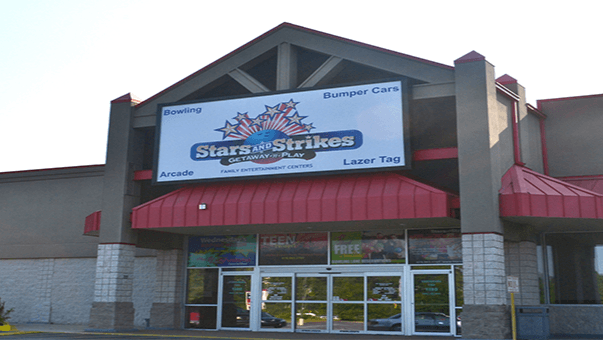 Interior view of Stars and Strikes bowling alley