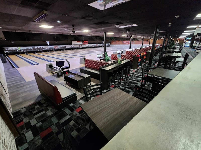 Interior view of Steel City Bowl and Brews bowling alley