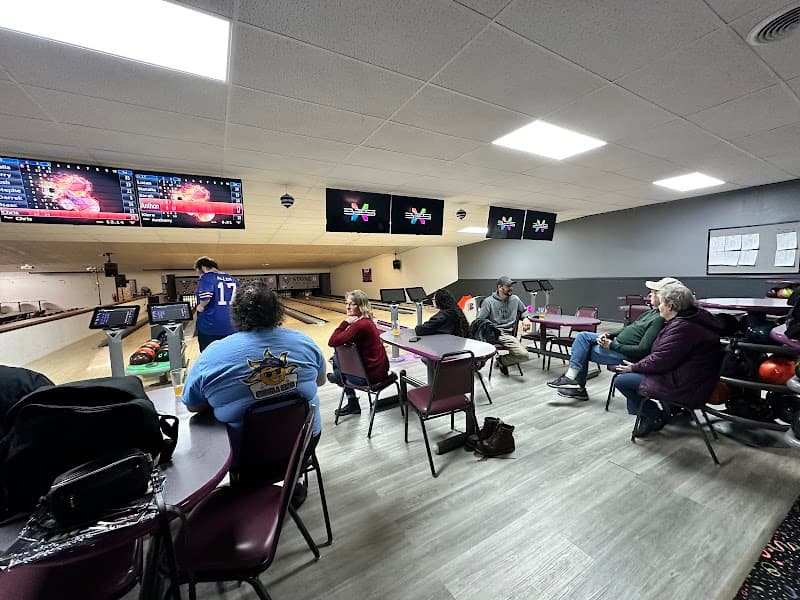 Interior view of Stone 8 Tap House bowling alley