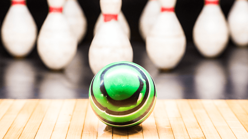 Interior view of Stoneleigh Lanes bowling alley