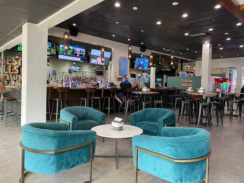Interior view of Strike & Barrel bowling alley