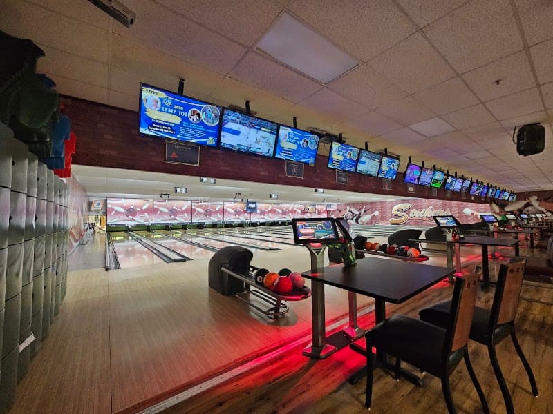 Interior view of Strikers Bowling Center bowling alley