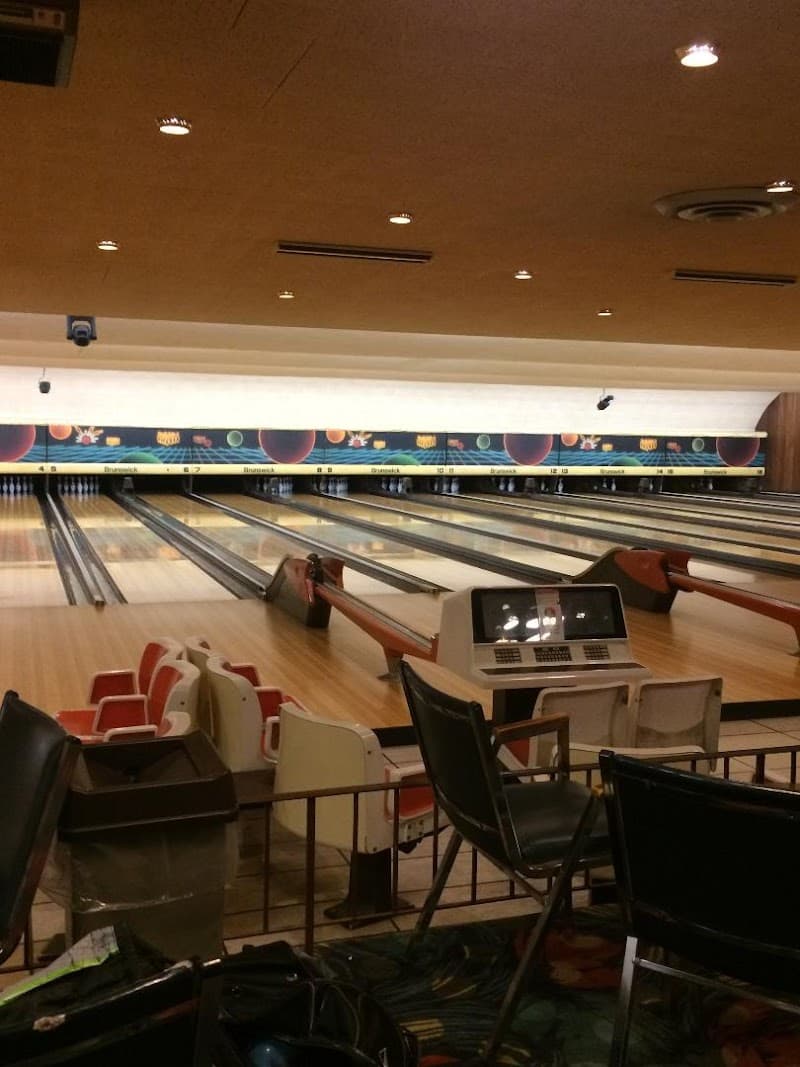 Interior view of Strikes & Bites Bowl bowling alley