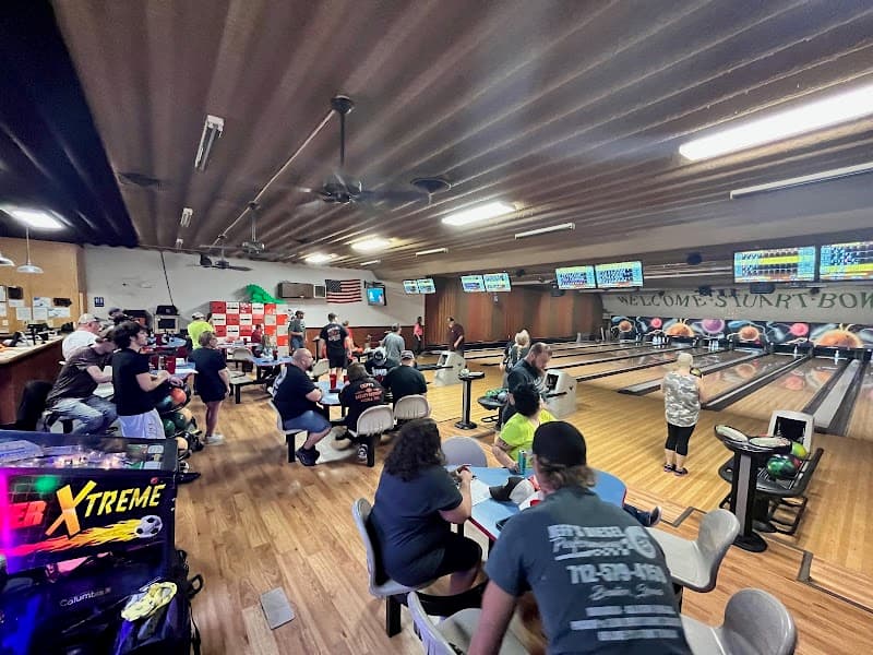 Interior view of Stuart Bowl & Traditions Sports Bar bowling alley