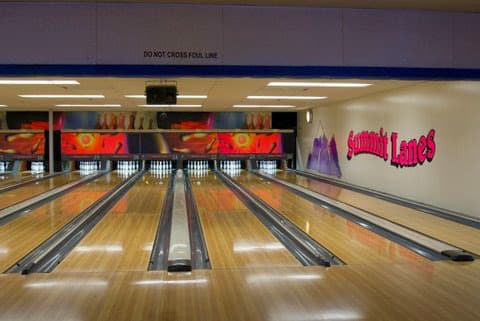 Interior view of Summit Lanes bowling alley