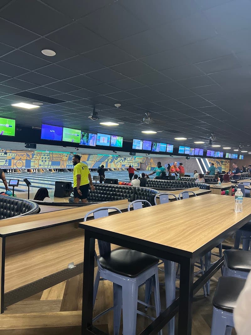 Interior view of Sunrise Lanes bowling alley
