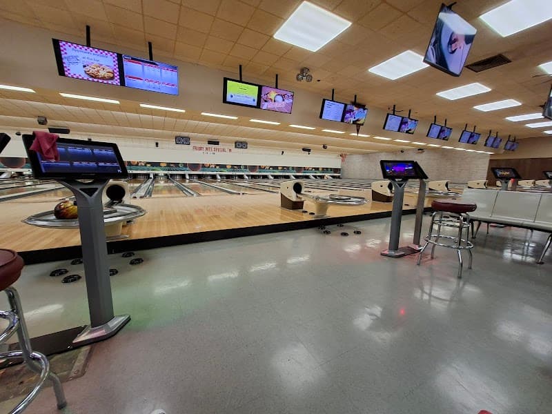 Interior view of Sunset Bowl bowling alley