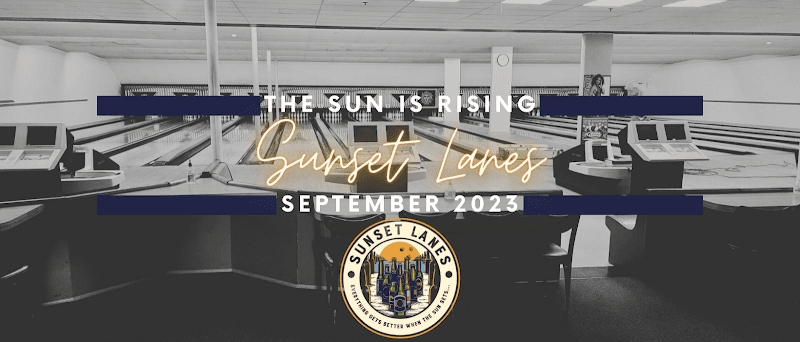 Interior view of Sunset Lanes bowling alley